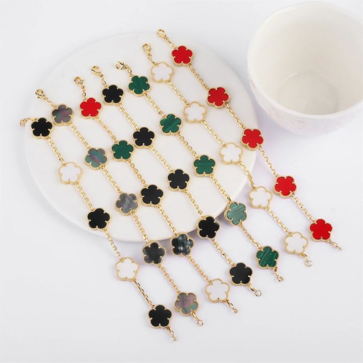 ALINFA%20Luxury%20Large%20Five-leaf%20Flower%20Four-leaf%20Clover%20Bracelet%20Gold%20Silver%20Bracelet%20Natural%20Stone%20Shell%20Bracelet%20Charm%20Bracelet%20-%20Image%205