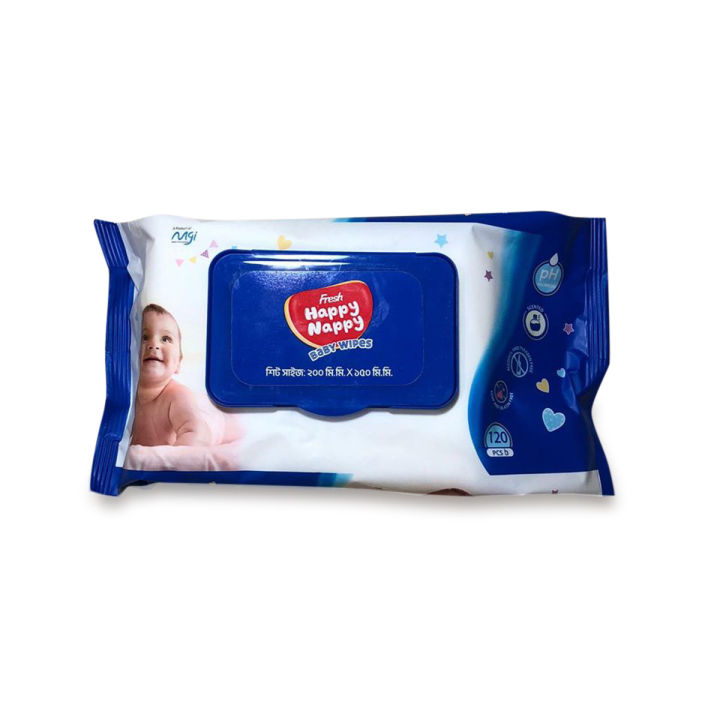 Happy Nappy Wet Wipes for Baby - 120 Pieces