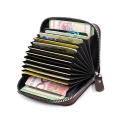 Dropshipping High Quality PU leather Business Card Holder Men Classic Retro Multi-function Multi-card Slot Zipper Id Card Holder.