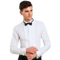 Classic Winged Collar Dress Shirt Men's Wingtip Tuxedo Formal Shirts with Red Black Bow Tie Party Dinner Wedding Tops. 