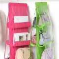6 Pocket Hanging Purse Organizer Bag Hanging Organizer-Multicolour.