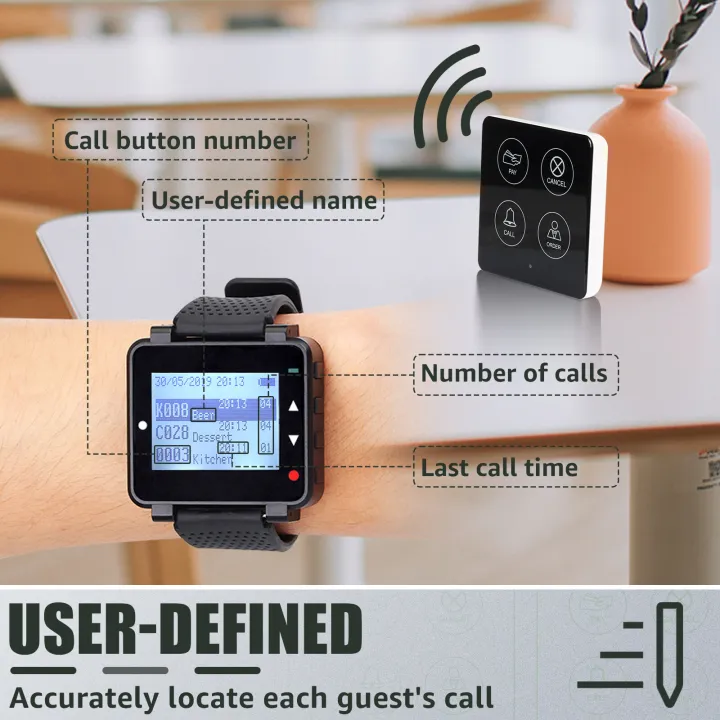 Retekess%20T128%20Restaurant%20Pager%20System%20Waiter%20Queue%20Wireless%20Calling%20System%20Rechargeable%20Watch%20Pager%20and%20TD033%20Buttons%20-%20Image%202