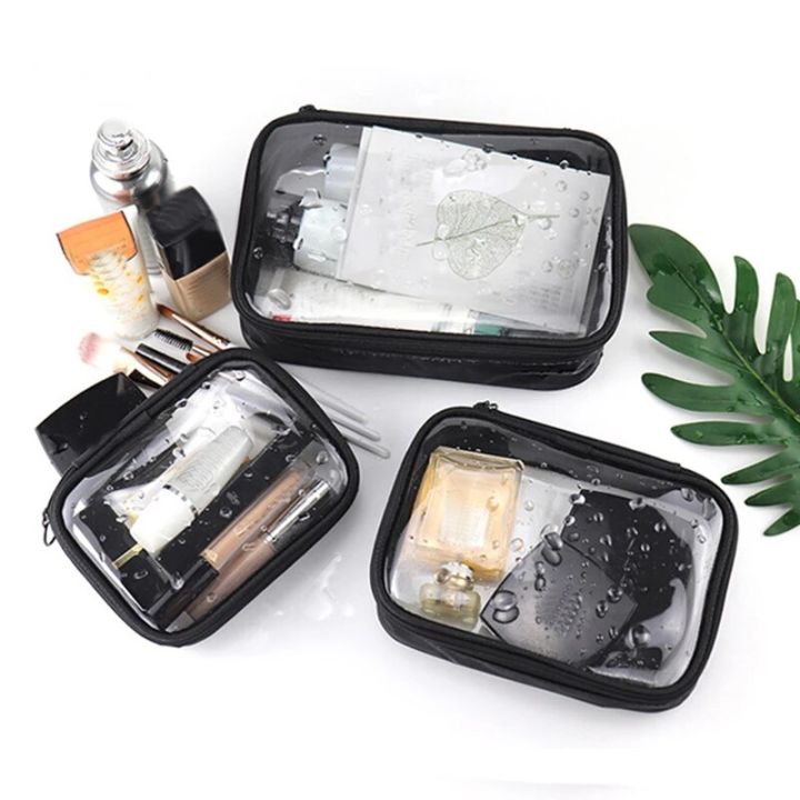 PVC Transparent Cosmetic Bag Zipper Clear Makeup Bags for Women Washing Solid Travel Organizer Toiletry Bag