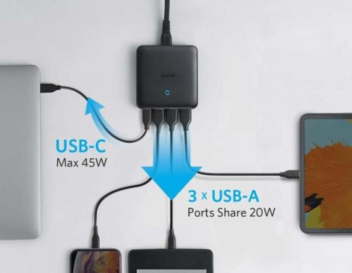 Anker 543 Atom III Slim 65W PowerPort Four Ports Charger (A2045) - Black