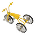 Toy Tricycle Model 3D Car Removable Ornament Metal Rubber Bike for Any Age Birthday Yellow. 