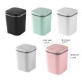 【hot】 PP Trash Garbage Can Solid Color Odorless Round Corner Button Switch Home Office Desktop Dust Bin With Lid Pink.