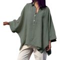 Summer Shirt Women Plus Size Loose Cotton Lapel Rolled Short Sleeve Shirt Tee Oversized Women Tops Summer Tunics Blusas Mujer.