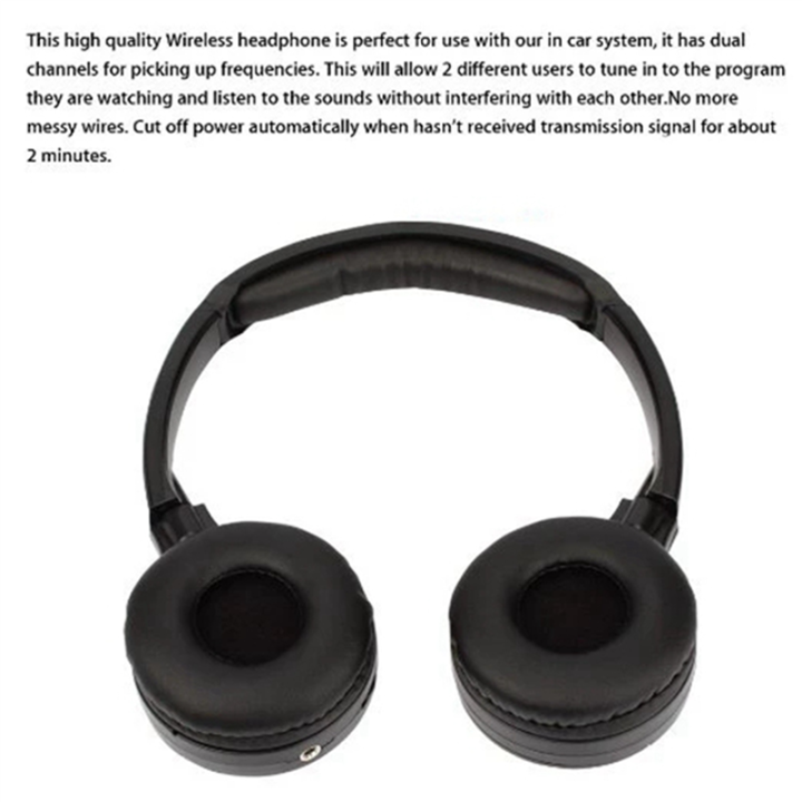 4Pack%20IR%20Wireless%20Headphones%20for%20Car%20DVD%20Player%20Headrest%20Video,On-Ear%20Infrared%20Headphones%20Headset%20Universal%20(Black)%20-%20Image%203
