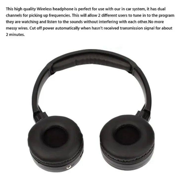 4Pack%20IR%20Wireless%20Headphones%20for%20Car%20DVD%20Player%20Headrest%20Video,On-Ear%20Infrared%20Headphones%20Headset%20Universal%20(Black)%20-%20Image%202