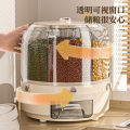 New Rice Bucket Household Rotatable Sealed Insect-Proof Moisture-Proof Multi-Functional Multi-Grid Rice Noodle Storage Box Rice Container.