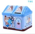 Metal House Shaped Coin Box for Kids. 