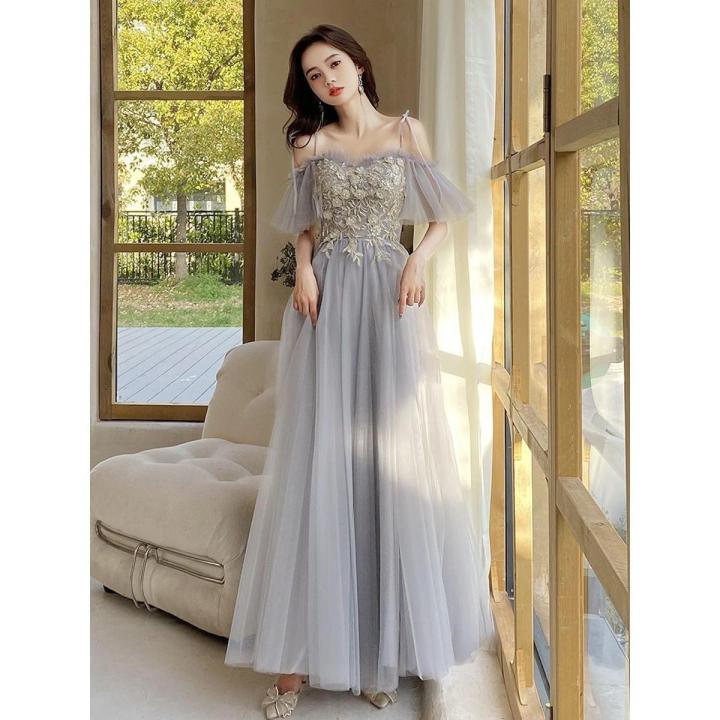 Gray Bridesmaid Dress Fairy Temperament2023New Summer Girlfriends Ladybros'  Dress Female Senior Niche Daily Style | Daraz.com.bd