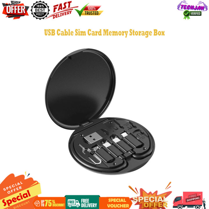Portable Multi Functional USB Cable Adapter Cable Sim Card Storage Box ...