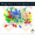 LED Mixed 5mm 5 Color 100Pcs Green Red Yellow White Blue Round LED Light Emitting Diode Basic Light Bulbs For Electronics Project Indicator Front Panels Light DIY. 