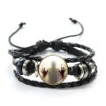 The Walking Dead Leather Bracelet Black Woven Multilayer Glass Dome Charm Bracelet Men Boy Women Girl Jewelry Accessories. 