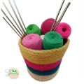 Handwoven Striped Jute Planter Basket Storage Pot 1 Pcs.