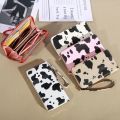 Cow Print Long Wallet, Women's Cute Versatile Faux Leather Zipper Wallet. 