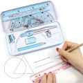 8Pcs/Set Ruler Compass Pencil Set Geometry Math Student Drawing Stationery Mathematical for Boy Girl Gift Kawaii School Supplies. 