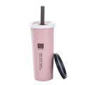 450Ml Popular Portable Hand Cup / Healthy Wheat Straw Cup with Straws / Student,Home,Office,Travel Coffee Drinking Bottle 1Pcs.