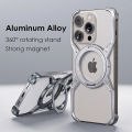 Metal Magnetic Case for iPhone 16 Pro Max Rotation Kickstand Frameless Design Bumper Cover. 