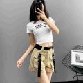 Cargo Shorts Women Pockets High Waist Summer Korean Style Students Thin Loose All-match Casual Wide Leg Harajuku Clothing Design.