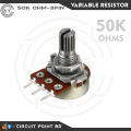 50K Ohm 2Pcs Variable Resistor / Potentiometer 3 Pin Single Gang Linear Taper, Rotary, Adjustable Variable Resistor / Potentiometer For Electric & Electronics..