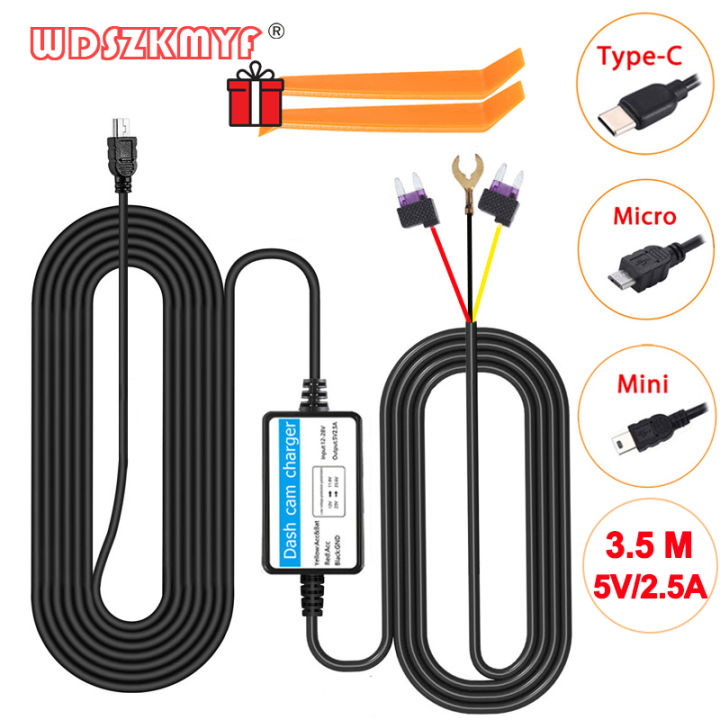 24h Parking Monitoring Car Dvr Dashcam Camera Hardwire Kit For Low Vol Protection Mini Usb Port 12-30v In 5v2.5a Car Assecories
