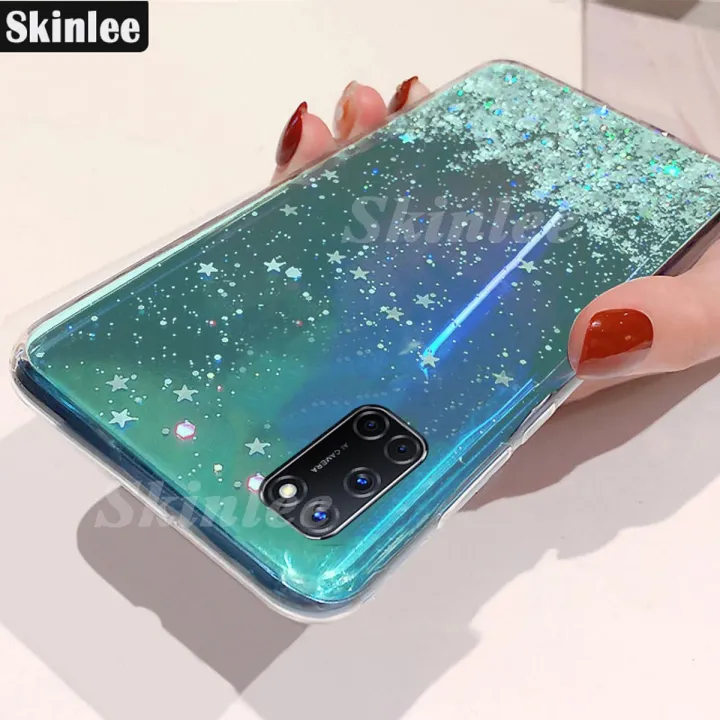 Back Cover For OPPO A92 Phone Case Glitter Silicone Soft Full Starry Sky String Glitter Transparent Space Stars Moon OPPO A92 Case