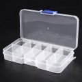 2X 10 Compartment Plastic Storage Box Transparent for Pearl Pin Jewelry Tools Small Accessories. 