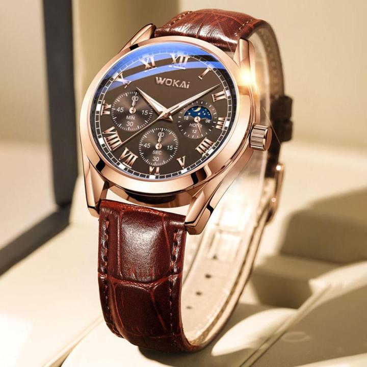 Quartz Men's Watch Leather Strap Luminous Simple Business Casual Waterproof Watch