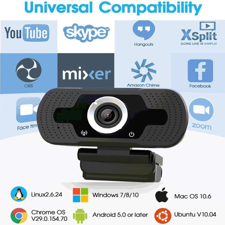 1080P HD Webcam with Microphone USB Webcams Pro Streaming Camera For PC