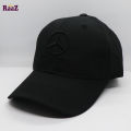 Black Mercedes Embroidery Logo Cotton Curved Cap. 