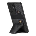 For Samsung Galaxy S21 Ultra 5G Carbon Fiber Wallet Flip Card K-shaped Holder Phone Case. 