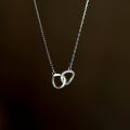 S925 sterling silver double-ring necklace women's cold wind ins light luxury niche design irregular interlocking clavicle chain. 