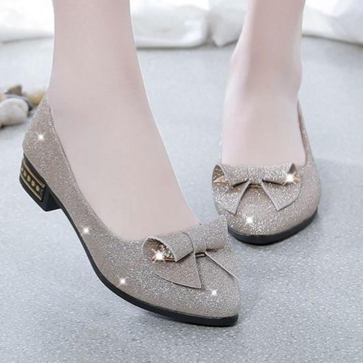 SONDR Spring Bow Flats Shoes Woman Butterfly-Knot Ballets OL Office Shoes Pointed Toe Shallow Slip On Foldable Ballerina