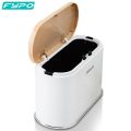Mini Wood Grain Trash Can With Lid Desktop Waste Bins Kitchen Trash Bin Bedroom Office Wastebasket Dustbins Sundries Barrel Box. 