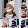 3 in1 Women's Cold Weather Sets Womens Winter Scarf Set with Filter, Hat Cap. 