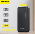 Awei P6K 20000mAh Fast Charging Dual USB Port Powerbank Micro USB and Type C Input Power Bank Black. 