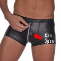 【No-Questions-Asked Refund】 Mens Soft Underwear Faux Leather Zipper Boxers Underpants Male Comfortable Thin Fashion Briefs.