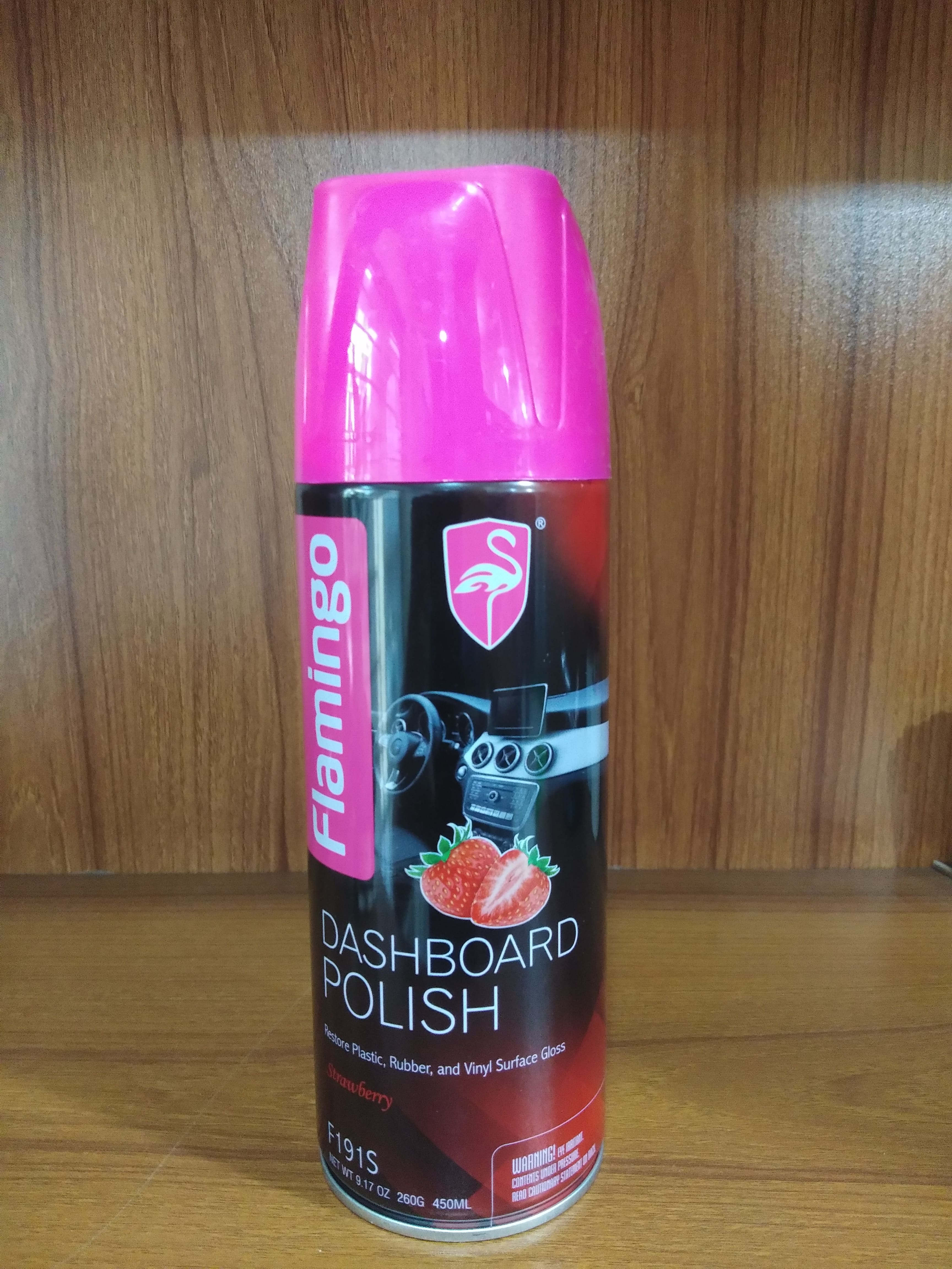 Flamingo dashboard polish Strawberry flavor-450ml for bike,car,steel furniture, bed use for instant shine.