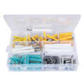 Self-Drilling Screw Set 200pcs High Strength Self-Tapping + Plastic Expansion Wall Anchor Tube Plug With Box.