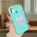 Hontinga for Infinix Smart 5 Hot 10 Lite Back Cover Pink Butterfly Pattern Luxury Phone Cover Soft Silicone Macaron Wave Mobile Case. 