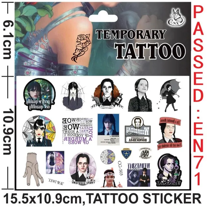 2023%20New%20Tv%20Series%20Wednesday%20Addams%20Movie%20Tattoo%20Stickers%20Movie%20Art%20Sticker%20For%20Women%20Girls%20Role%20Play%20Fun%20For%20Kid%20Toy%20-%20Image%204