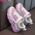 Spring New Kids Sneakers shoes 2023 PU Girls Casual Mesh Solid Pink Light Boys White Hook Loop Children Non-slip Sports Shoe.