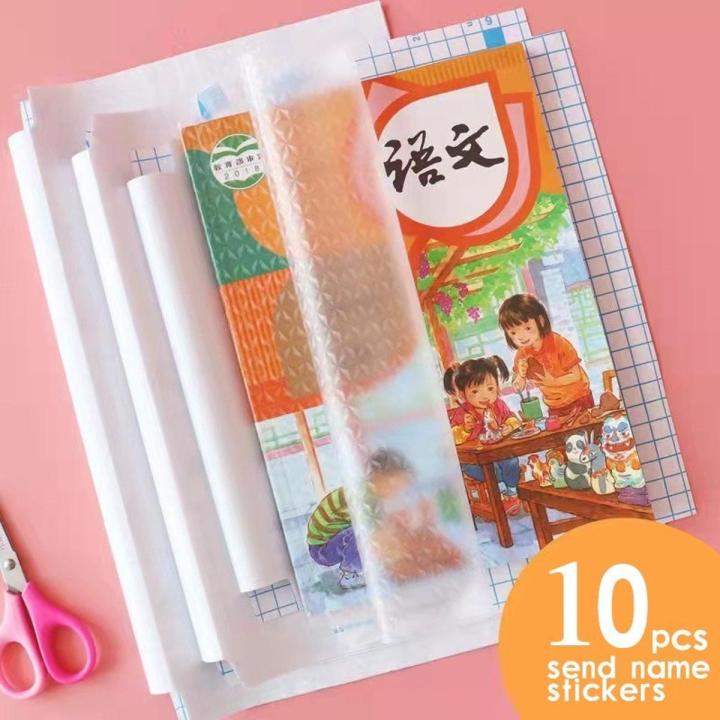 10 Sheets Transparent Self-adhesive Book Cover/ Safety Waterproof Material Protective Film Slipcase For School Students Supplies