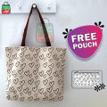 TAG Lifestyle Canvas Tote Bag/Fashionable Top Handle Bag Off White Color with Zipper for girls For University/College/Trendy Fashionable Women with free pouch.