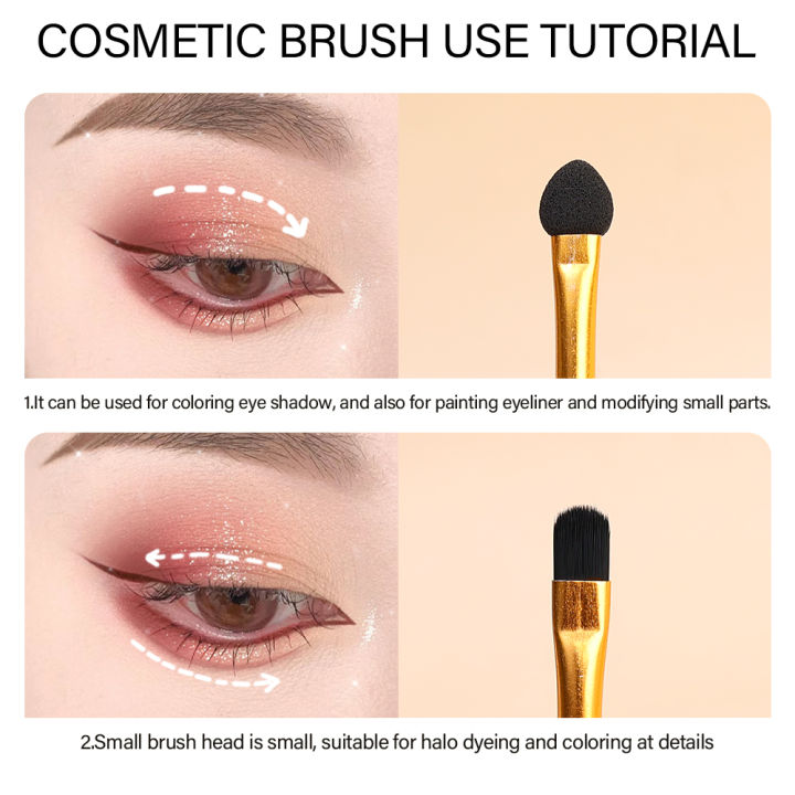 2pcs Professional Double-Ended Eyeshadow Brush Soft Artificial Fibre Sponge Head Brushes Easy To Cover Eyeshadow Makeup Cosmetic Tool