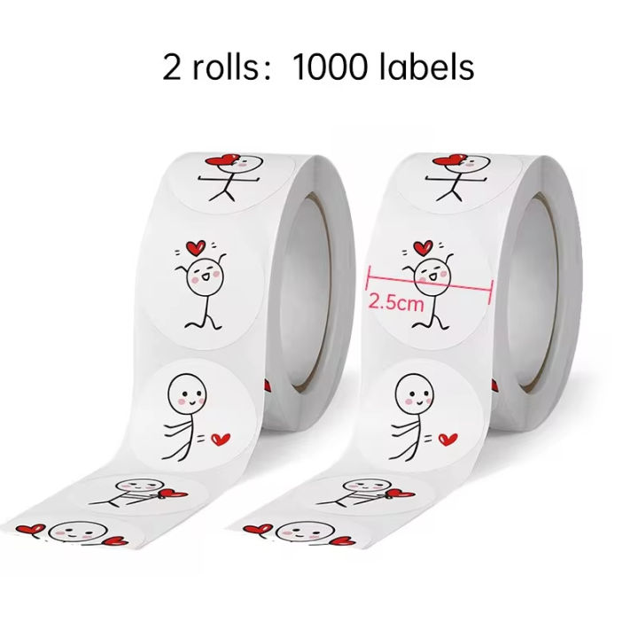 2rolls Match Man Stickers Cartoon Cute Creative Label Round Stickers Children's Journal Diary Sealing Stickers Gift Sticker
