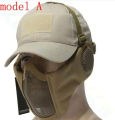 Tactical Airsoft Mask Half Face Strike Metal Mesh Protective Skull Mask & Cap Ear protection Hunting Accessories. 