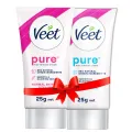 Veet 25gm X 2, Normal+Sensitive Skin Hair Removal Cream for Body & Legs, Freshest Smell with Organic Aelo Vera and Rose Extract, Dermatologically Tested.